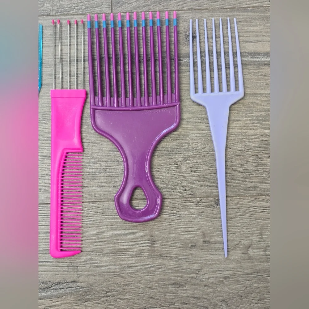 80's Retro Hair Pick Lot Of 7 Vintage